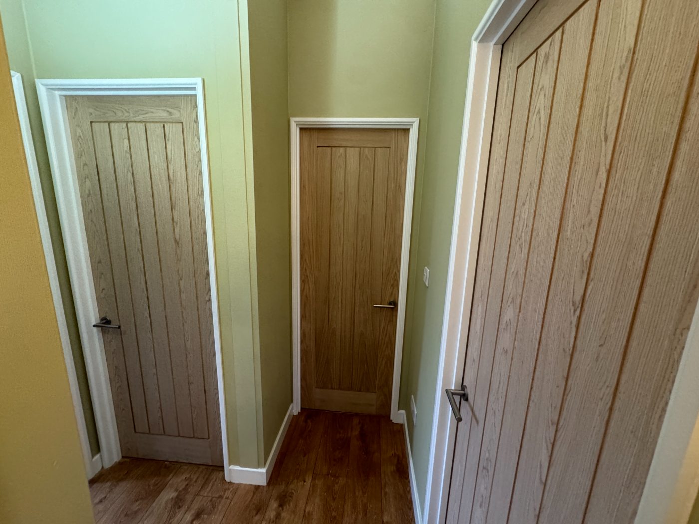 Oak cottage doors fitted across a landing